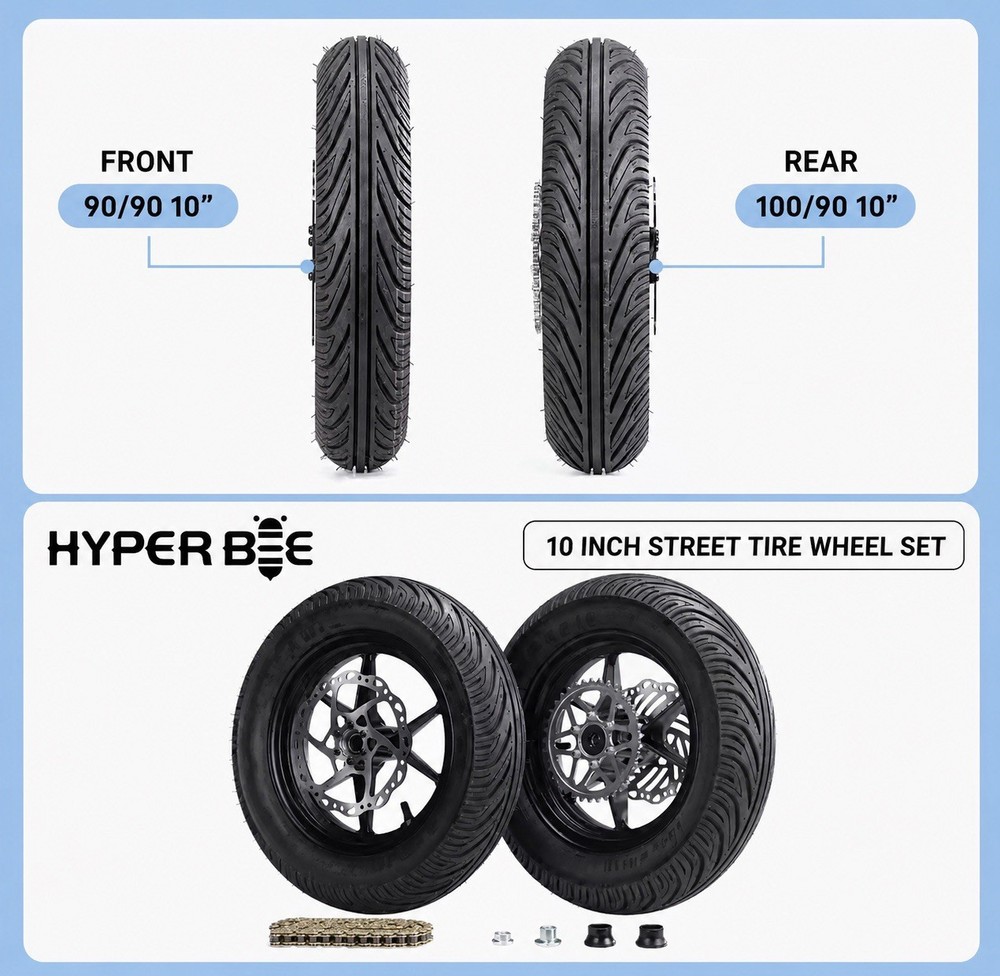 Surron Hyper Bee 10” Street Tire Wheel Set Front & Rear Complete Kit