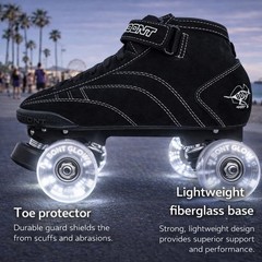 Bont Prostar Roller Skates Black Suede Size 9.5 Glow LED Wheels 83A Outdoor