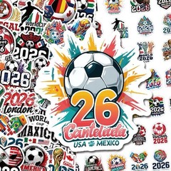 20Pcs Random 2026 World Cup Soccer Sport Party Favor Waterproof Stickers