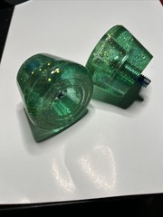 Clear Green Quad Skate Toe Stops with Gold Glitter 5/16th