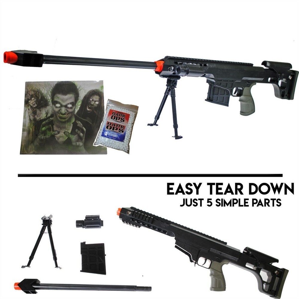UKARMS P1082C Dark OPS Sniper Package Airsoft BB Rifle Gun w/ Targets & 1000 BBs