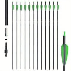 12PCS 30″ Archery Carbon Arrows, Spine 500 & OD 7.8mm 3” Feather Hunting Arrows