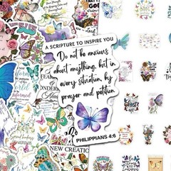 30Pcs Random Aesthetic Butterfly Inspirational Bible Verse Waterproof Stickers