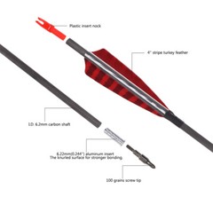 6/12pcs 30″ Carbon Hunting Arrows with 4″ Turkey Feathers Spine 500 pcs