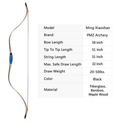 Black Slat 25lb Traditional Bow Handcrafted Laminated One-Piece Recurve