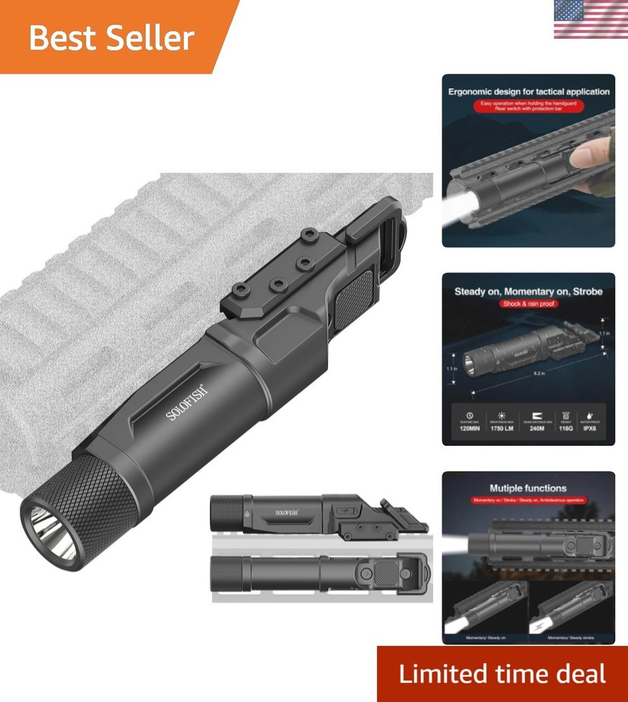 1750 Lumens Tactical Flashlight is Compatible with Picatinny/Mlok Rail for Ri…