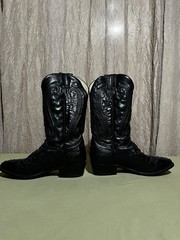 Vtg 80s Durango Black Leather Western Cowboy Boots Mens 10.5 Pull On
