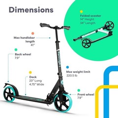 Durable 8-Inch Wheel Kick Scooter for All Ages, 220lbs Max Load, Ergonomic Grip