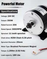 24V Brushed Electric Motor for E Scooter, 350W MotorMX350 MX400 E300 E300S E325,