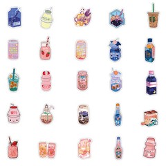 50pcs Waterproof Vinyl Cute Drink Sticker Pack For Water Bottle,Laptop,Scrapbook
