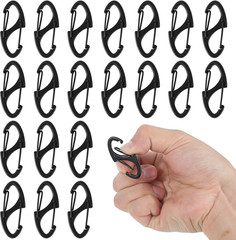 20Pc Alloy S Carabiner Clips, Dual Opening Design, Keychain Snap Hooks, Mini Car