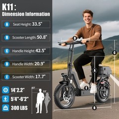 Upgraded Electric Scooter for Adults Scooter with Seat E-scooter with Suspension