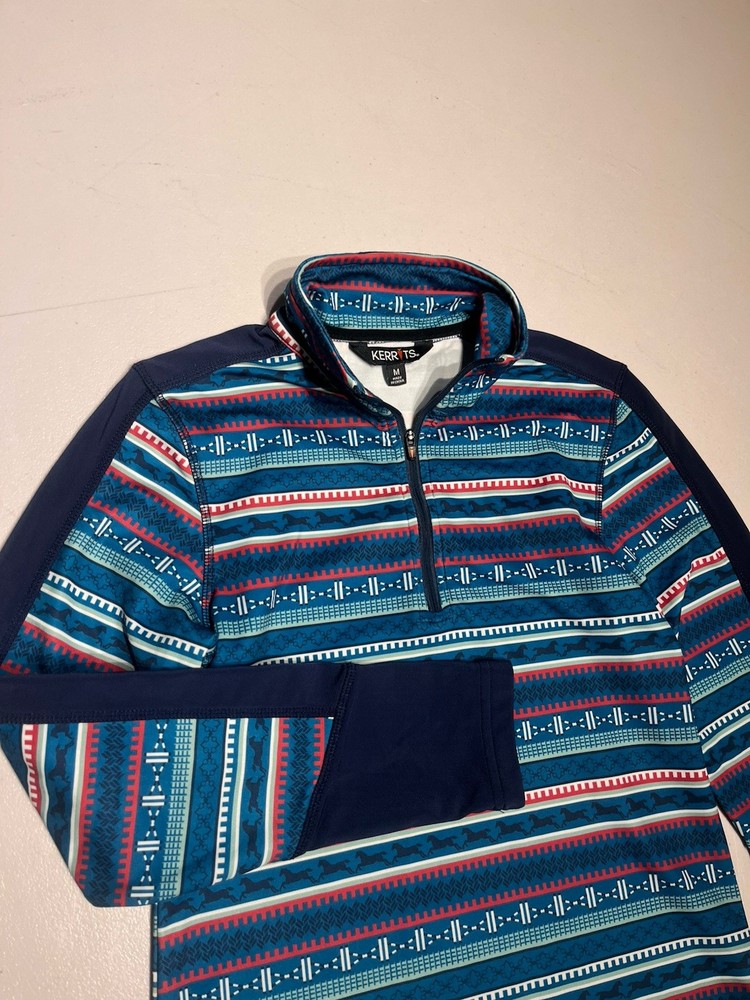 Kerrits Shirt Kids Medium Fail Isle Fleece Tech Top 1/4 Zipper Pullover Poly