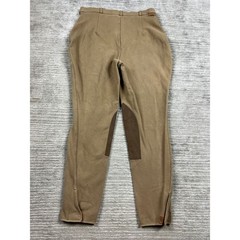 On Course Breeches Womens 34L Tan Cotton Naturals Shapely Equestrian Knee Patch