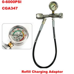 CGA347 Paintball Fill Station Kit SCBA Charging Adapter with 60cm Hose 0-6000PSI