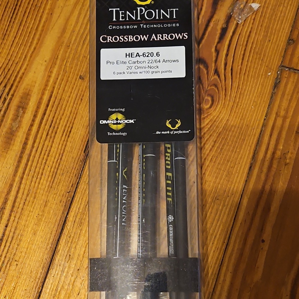 TenPoint Pro Elite Carbon Crossbow Arrows 20in Omni-Nock Black 6 Pack