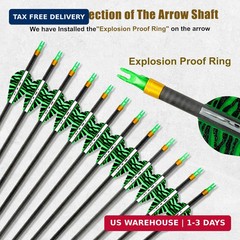 Carbon Arrows 31in for Hunting & Target Practice 350 Spine, 12 Pack with Removab