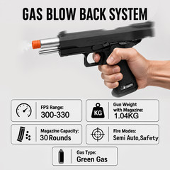 Airsoft 6mm GBB Full Al Alloy Metal Pistol Semi Auto w Extra Magazine Set