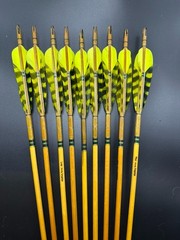 9 Self-Nocked Four Fletch 23/64 Tapered Arrows – 29″ in Length, 80# Spine