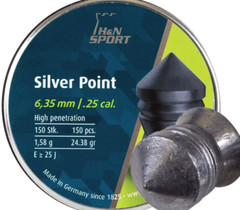 H&N Silver Point 150 Count POINTED 6.35mm .25 Caliber Pellets MADE IN GERMANY