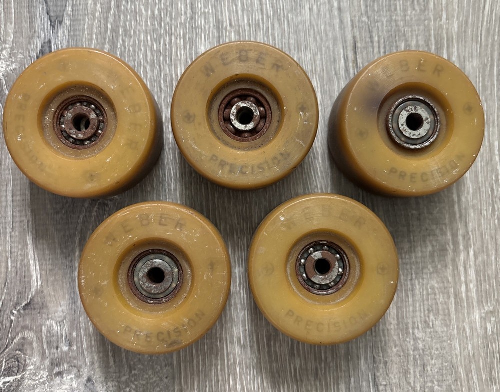 VINTAGE ROLLER SKATE WHEELS WEBER SWISS MADE W/ JAPAN NTN 627Z Set Of 5