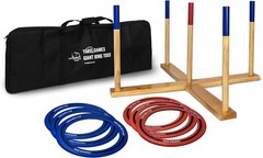Giant Ring Toss Game with Wood Target & Soft-Touch Rings for Backyard Fun