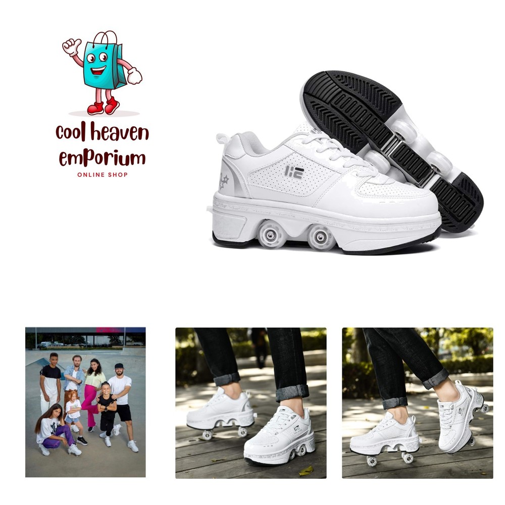 Four-Wheel 2-in-1 Roller Skate Shoes Unisex Skates Detachable Kids Sneakers w…