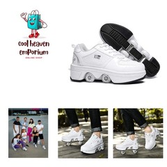 Four-Wheel 2-in-1 Roller Skate Shoes Unisex Skates Detachable Kids Sneakers w…
