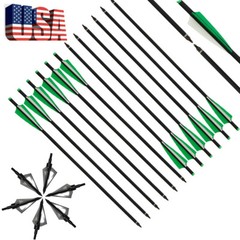Hunting 20 inch Archery Carbon Crossbow Bolts Half Moon Nock OD 8.8mm Arrows