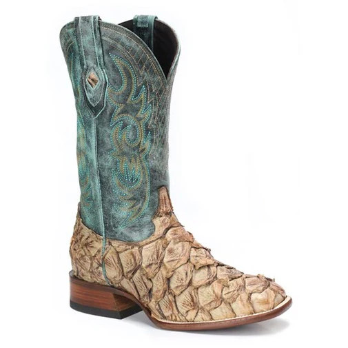 Men’s Stetson Amazon Pirarucu Boots Square Toe Handcrafted JBS Collection Tan