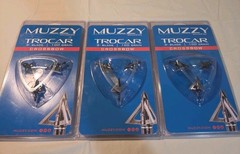 Lot Of 3 Muzzy Trocar 3 Blade 100 Grain Crossbow Archery Steel Broadhead 3 Pack