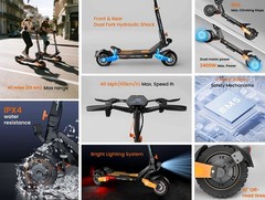 RUITOO 3200W Electric Scooter, 35 mph 40 miles, LED Folding Dual Motor Oil Brake