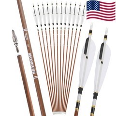 12X 31″ Pure Carbon Arrows 5″ Natural Feather SP340-600 Recurve Bow Hunting