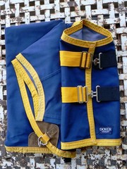 Gore-Tex Turnout Rug Dover Saddlery Classic Cover-Ups 76″ Blue Yellow Trim