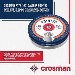 Crosman P177 .177-Caliber Pointed Pellets, 4.5mm, Black(250-Count)