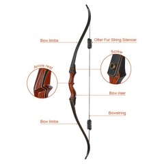 30-50lbs Archery 60″ Wooden Hunting Takedown Recurve Bow RH Adult Longbow Target
