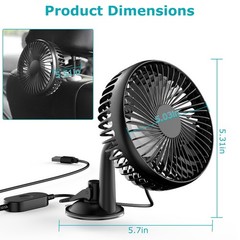 1Pc Car Cooling Fan Portable Rotatable USB Vehicle Fan Backseat Clip Fan Dashboa