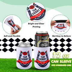 Umigy 24 Pcs Derby Party Supplies 2026 Horse Racing Can Sleeves 12 oz Run for th