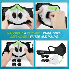 2-Pair Carbon Filter Face Masks with Valves – Reusable for Sports & Outdoors