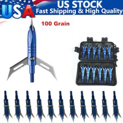 12Pcs 100 Grain Hunting Swhacker Broadheads Compound Bow Crossbow Arrow Tips