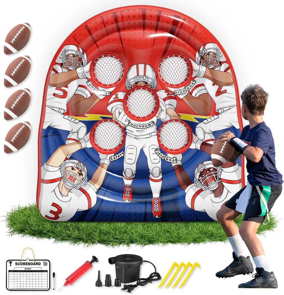 6FT Giant Inflatable Football Target Toss Game – Fun Indoor & Outdoor Yard Games