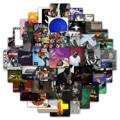 28Pcs Random Album Cover Music Rapper Band Poster Room Wall Collage Kit Stickers