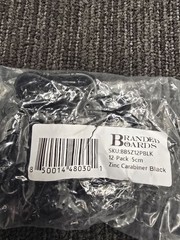 (QTY 24) Branded Boards BB5Z12PBLK: Zinc Carabiner Black Heavy Duty Snap Clips