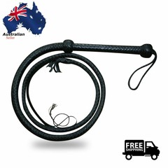 Genuine Cow Hide Leather 04 Feet Long 12 Plait Weaving Bull Whip Black StockWhip