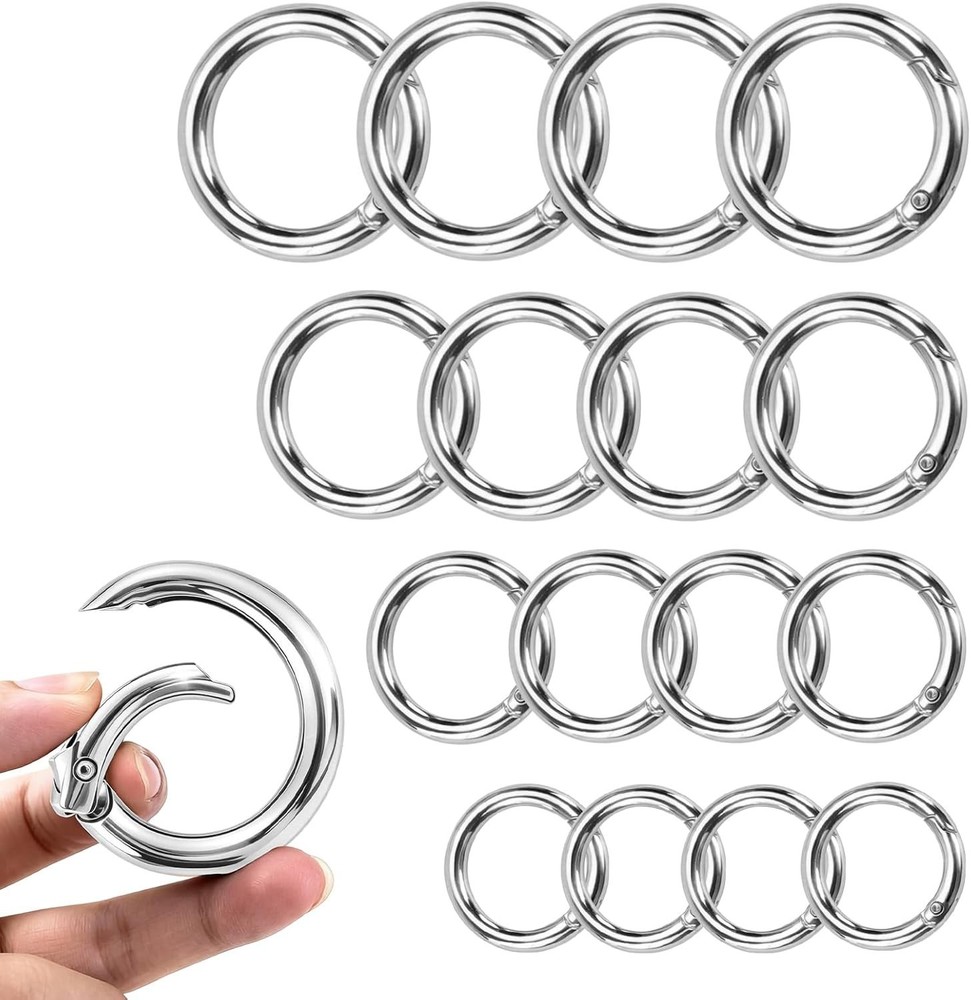 Durable 16 Pcs Zinc Alloy Round Carabiner Clips – Ideal for DIY and Outdoor Use