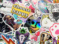 10-100 Random Holographic & Shiny Sticker Pack Rainbow Light Lot Set Bulk Group