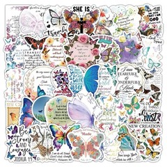 30Pcs Random Aesthetic Butterfly Inspirational Bible Verse Waterproof Stickers