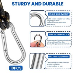 10pcs Small Carabiner Clip Heavy Duty Spring Snap Hooks Durable Alloy Mini