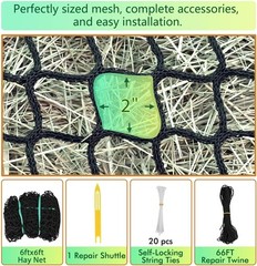 6×6 ft Round Hay Bale Net for Horses Livestock Slow Feeder 2 Inch Knotless