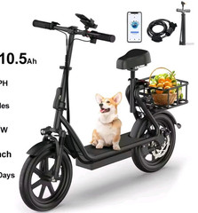 48V 10.5Ah Seated Electric Scooter 500W Folding Removable Battery Black